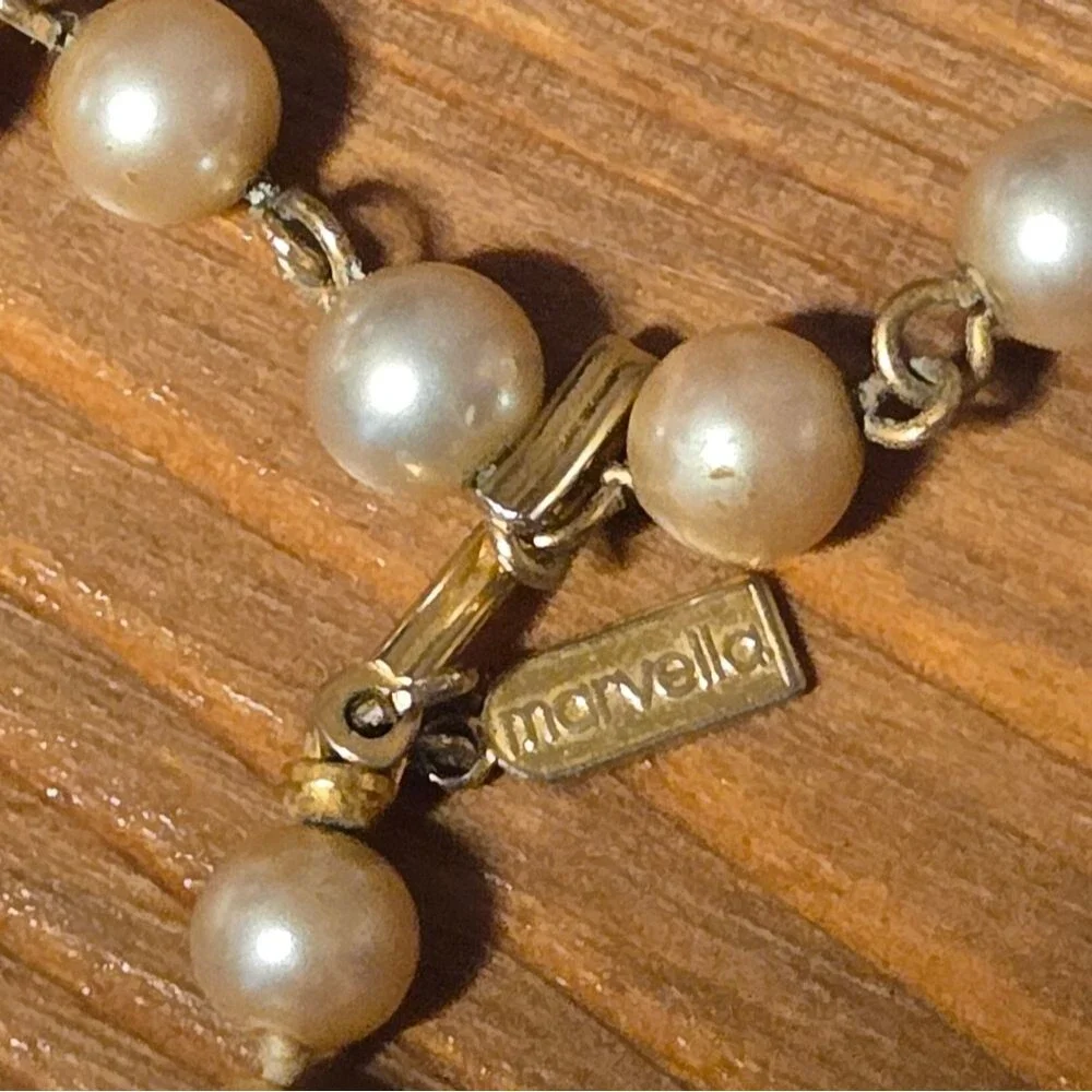 Vintage Marvella Faux Pearl Necklace, Adjustable 16